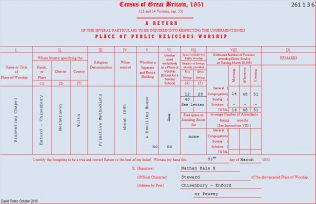261 1 3 6 East Chisenbury Return from Chisenbury Enford Primitive Methodist chapel in the 1851 Census of Places of Public Religious Worship | Provided by David Tonks