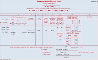 458 4 6 6 Cox Bank Cox Bank: Return from the Primitive Methodist chapel in the 1851 Census of Places of Public Religious Worship | transcribed by David Tonks