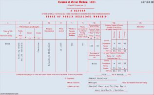 457 3 8 18 Ettiley Heath Ettiley Heath: Return from the Primitive Methodist chapel in the 1851 Census of Places of Public Religious Worship | transcribed by David Tonks
