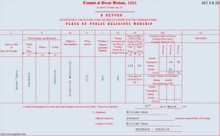 Sandbach: Return from the Primitive Methodist chapel in the 1851 Census of Places of Public Religious Worship | transcribed by David Tonks
