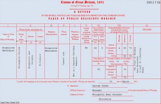 Return from Wroughton Primitive Methodist chapel in the 1851 Census of Places of Public Religious Worship | Provided by David Tonks