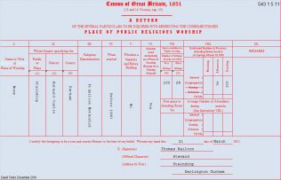 543 1 5 11 Staindrop Return from Staindrop Primitive Methodist chapel in the 1851 Census of Places of Public Religious Worship | Provided by David Tonks February 2020
