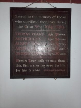 Murcott Methodist WW1 plaque WW1 Memorial - now located in the Anglican Mission Room | Brian Carlick