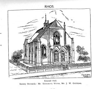 Picture of Rhos Chapel from a Circuit Centenary leaflet - identified in November 2018. | David Young