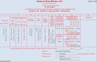 103 1 5 18 Martin 1851 census return Return from Martin Primitive Methodist chapel in the 1851 Census of Places of Public Religious Worship | Provided by David Tonks