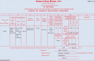 Return from Nomansland Primitive Methodist chapel in the 1851 Census of Places of Public Religious Worship | Provided by David Tonks