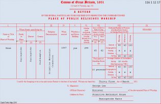 116 1 12 17 Basingstoke Return from Basingstoke Primitive Methodist chapel in the 1851 Census of Places of Public Religious Worship | Provided by David Tonks