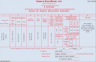 Return from St Mary Bourne Primitive Methodist chapel in the 1851 Census of Places of Public Religious Worship | Provided by David Tonks