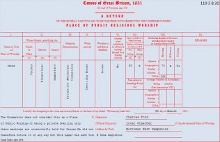 Return from Tadley Primitive Methodist chapel in the 1851 Census of Places of Public Religious Worship | Provided by David Tonks