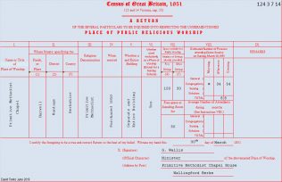 Return from Harwell Primitive Methodist chapel in the 1851 Census of Places of Public Religious Worship | Provided by David Tonks