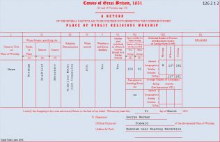 Return from Beenham Primitive Methodist chapel in the 1851 Census of Places of Public Religious Worship | Provided by David Tonks