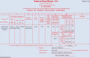 Return from High Wycombe (i) Primitive Methodist chapel in the 1851 Census of Places of Public Religious Worship | Provided by David Tonks