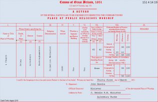 151 4 14 19 Oving Return from Oving Primitive Methodist chapel in the 1851 Census of Places of Public Religious Worship | Provided by David Tonks
