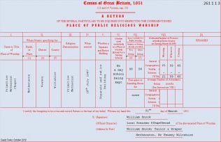 261 1 1 3 Netheravon Return from Netheravon Primitive Methodist chapel in the 1851 Census of Places of Public Religious Worship | Provided by David Tonks