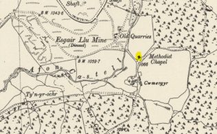 Map showing Cwmergyr Primitive Methodist Chapel