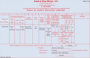 Return from Wearhead Primitive Methodist chapel in the 1851 Census of Places of Public Religious Worship | transcribed by David Tonks 2020