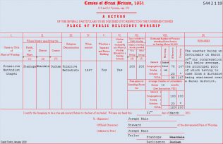 Return from Stanhope Primitive Methodist chapel in the 1851 Census of Places of Public Religious Worship | transcribed by David Tonks 2020