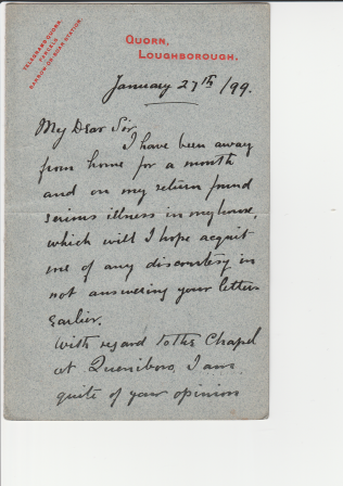 Queniborough - letter indicating search for land in 1899 page 1 | Mary Bryceland