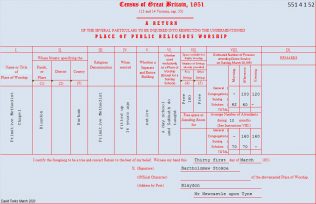 Return from Blaydon Primitive Methodist chapel in the 1851 Census of Places of Public Religious Worship | transcribed by David Tonks