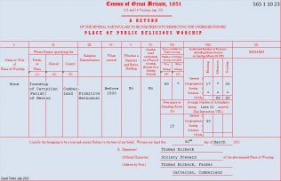 Catterlen ; Return from the Primitive Methodist chapel in the 1851 Census of Places of Public Religious Worship | transcribed by David Tonks