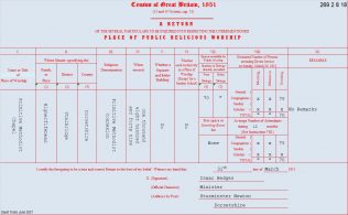 Fifehead: return from the Primitive Methodist preaching place to the 1851 Census of Places of Public Religious worship.  Return no:  269 2 8 18  | provided by David Tonks 2021