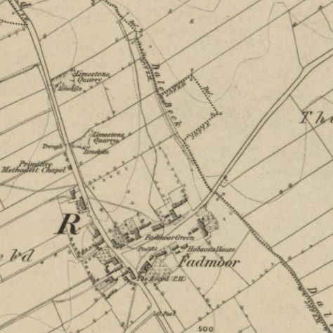 Fadmoor Primitive Methodist chapel on the 1856 Ordnance Survey map. Reproduced with the permission of the National Library of Scotland | researched and provided by Sue  Goodwill