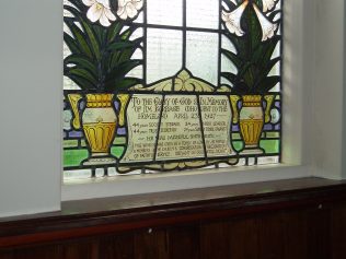 Window in Cosby Methodist Church in memory of Jim