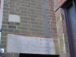 The stone commemorating the building of the Sunday school in 1888 | David Noble