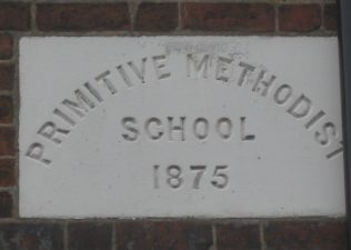 Primitive Methodist School plaque on building in Chapel Lane Primitive Methodist School plaque on building in Chapel Lane