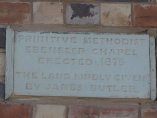 datestone at Ebenezer Primitive Methodist chapel, Bettisfield | Elaine and Richard Pearce April 2012