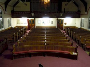 Interior showing unusual curved pews; the side pews are curved too (Sep 2016) Interior showing unusual curved pews; the side pews are curved too (Sep 2016) | Ann Fox