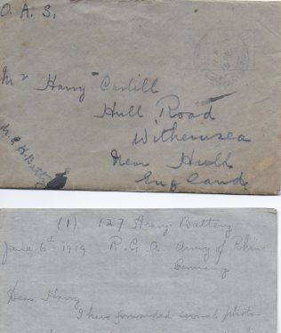 Letter from G H Batty to Harry Carlill