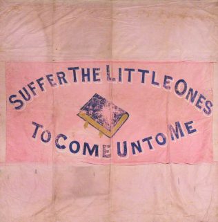 Cox Bank Sunday School banner (reverse) | Englesea Brook Museum