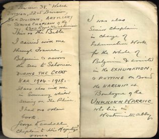 Inscription on flyleaf of Bible belonging to George Kendall Inscription on flyleaf of Bible belonging to George Kendall | David and Tim Kendall