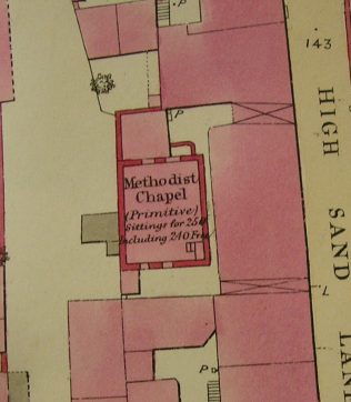 Ground plan of Cockermouth, High Sand Went PM Chapel from OS 1 to 500 Cumberland LIV 4 22 circa 1860 Ground plan of Cockermouth, High Sand Went PM Chapel from OS 1 to 500 Cumberland LIV 4 22 circa 1860