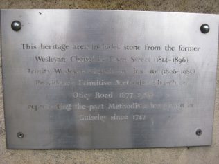 Photo No.10 Plaque at the present Guisely Methodist Church Photo No.10 Plaque at the present Guisely Methodist Church