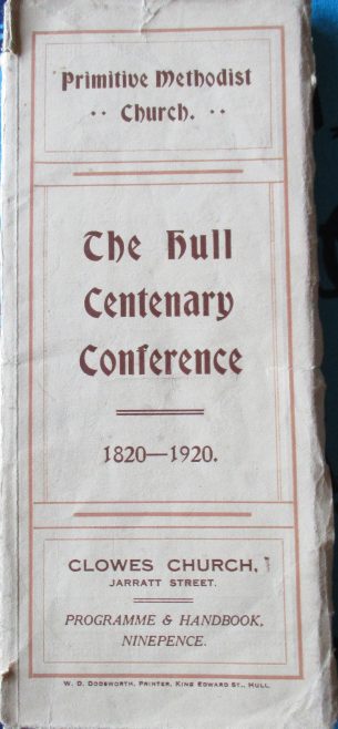 Handbook cover for the 1920 Primitive Methodist Conference held in Hull | Englesea Brook Museum collection