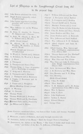 List of Loughborough ministers List of Loughborough ministers | Centenary Camp Meeting Souvenir Handbook
