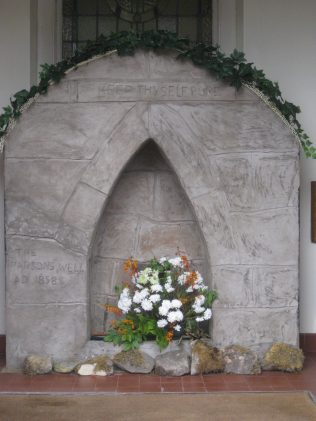 Looking through the front doors of chapel