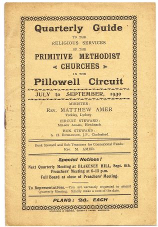 Pillowell Primitive Methodist Church Pillowell Primitive Methodist Church