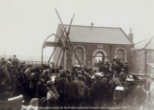 The stone laying ceremony in 1897 | From the Yarm Fellowship Hall web site