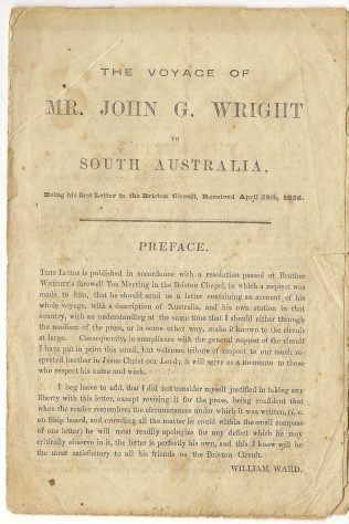 Wright, John Gibbon (1822-1904) : His Voyage to South Australia | Englesea Brook Museum