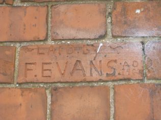 Photo No. 11. A brick sponsored by F. Evans during building in 1873 Photo No. 11. A brick sponsored by F. Evans during building in 1873